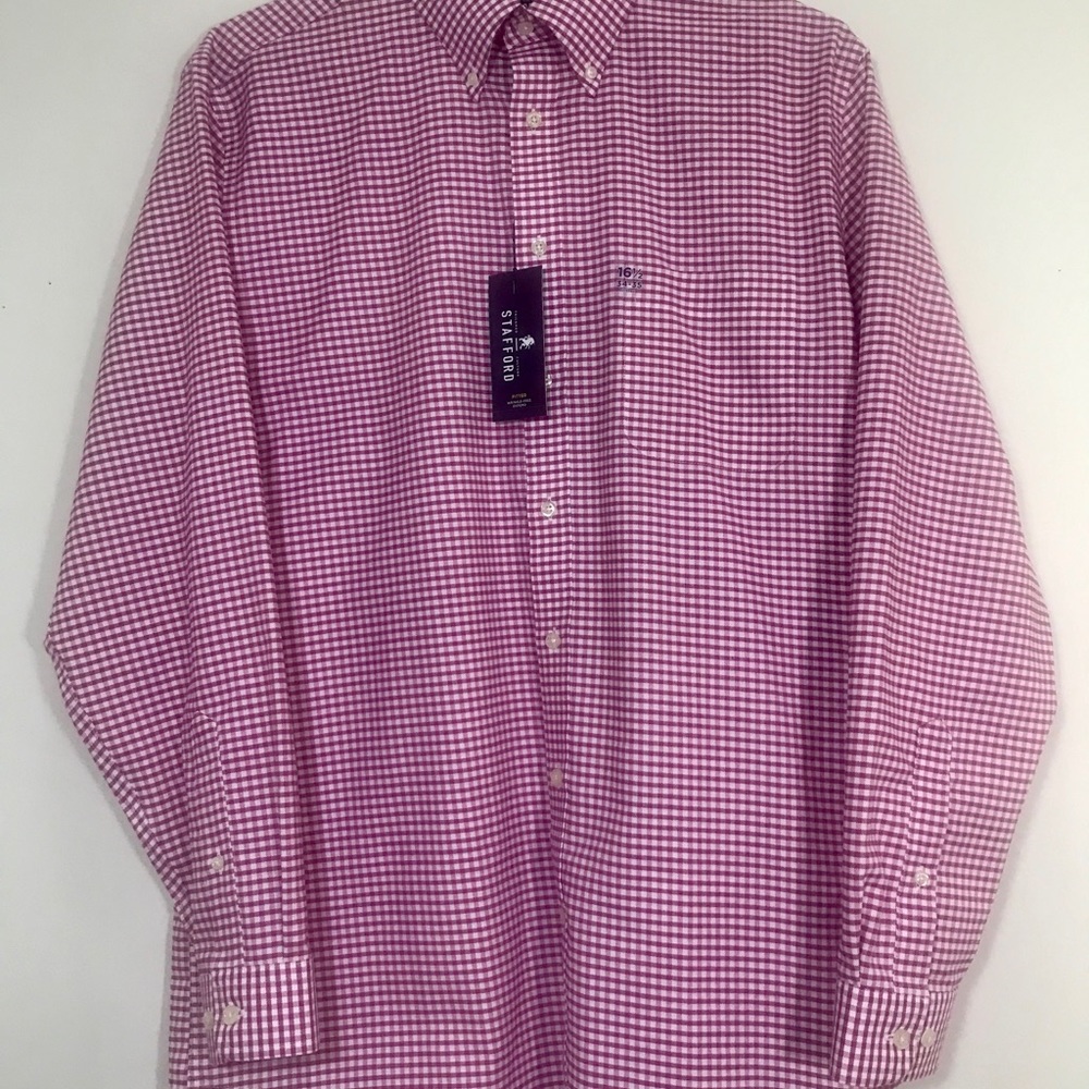 Mens STAFFORD Pink Button Down Shirt 16.5/34-35